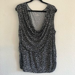 Lane Bryant Black and White Knit Drape Neck Sleeveless Top